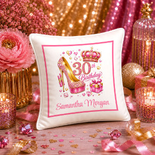Strahlend rosa goldenes Konfetti 30. Geburtstagski Kissen
