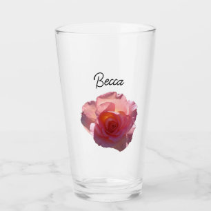 Strahlend Rosa Teerose Personalisiert Glas