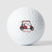 *Strahlend roter Custom Cart Name Monogram Golfball (Vorderseite)