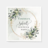 Strahlend Sweet 16 Salbei Grün Eukalyptus Boho Ser Serviette (Vorderseite)
