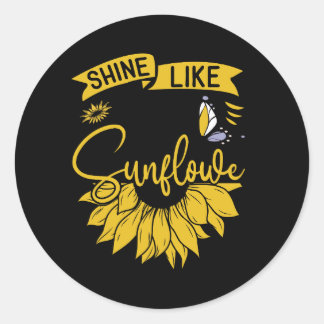 strahlend wie eine Sonnenblume Runder Aufkleber