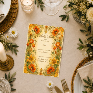Strahlende Art Nouveau Botanische Romantische Hoch RSVP Karte