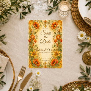 Strahlende Art Nouveau Botanische Romantische Hoch Save The Date
