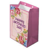 Strahlende Blüten für die Mama Mittlere Geschenktüte (Rückseite Schrägansicht)