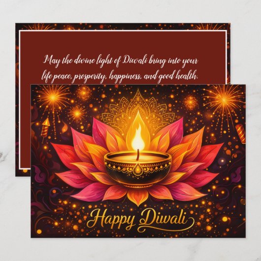 Strahlende Diwali-Freude Einladung (Vorne/Hinten)