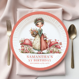 Strahlende Fee 5. Geburtstag Rosa Pilz Papier Pappteller