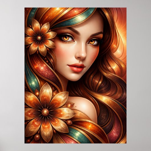 Strahlende florale Frau Darstellung Poster (Vorne)