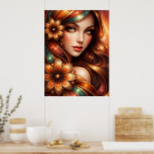 Strahlende florale Frau Darstellung Poster (Küche)