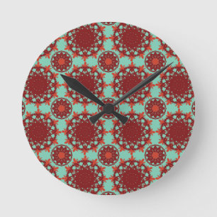 Strahlende florale Mandala-Wanduhr Runde Wanduhr