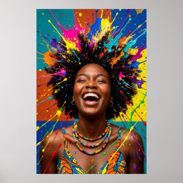 Strahlende Freude Schwarze Königin Farbe Spritzer  Poster