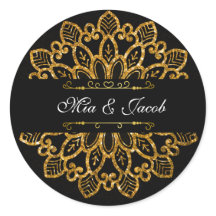 Strahlende Gold-Mandala-Aufkleber mit floraler Ele