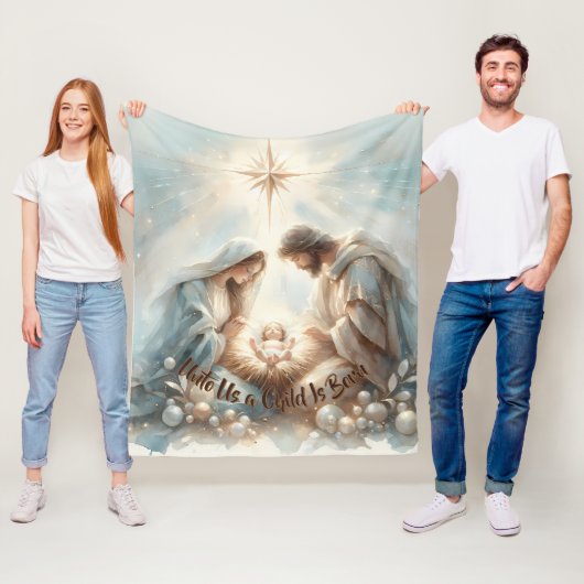 Strahlende Heilige Familie Weihnachtsszene Fleecedecke (Beispiel)