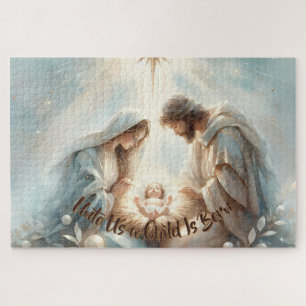 Strahlende Heilige Familie Weihnachtsszene Puzzle