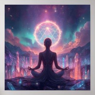 Strahlende heilige Meditation Poster