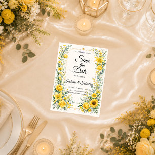Strahlende Herbst-Sonnenblumen-Hochzeit Save The Date