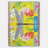 Strahlende Libelle und Wildblumen Decke (Vorderseite Vertikal)