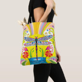 Strahlende Libelle und Wildblumen Tasche (Von Nahem)