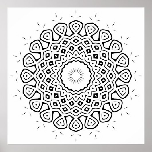 Strahlende Mandala-Malvorlage mit Tränenring Poster (Vorne)