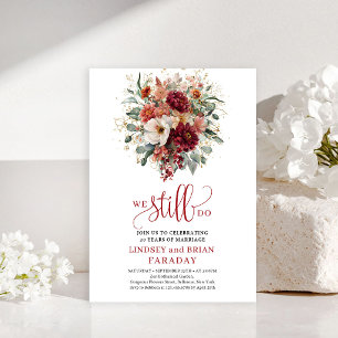 Strahlende Marsala-Boho-Floral-Gelübdeerneuerungs- Einladung
