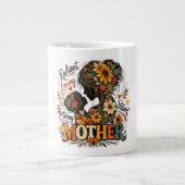 Strahlende Mutter Florale Silhouette Jumbo-Tasse (Vorderseite)