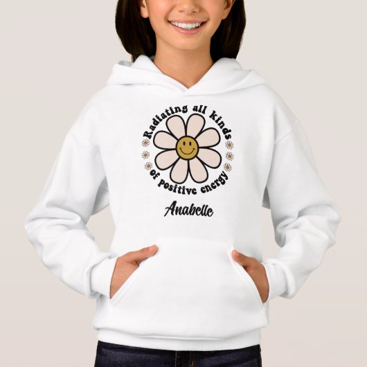 Strahlende positive Energie glücklich mit Blume Hoodie (Vorderseite)