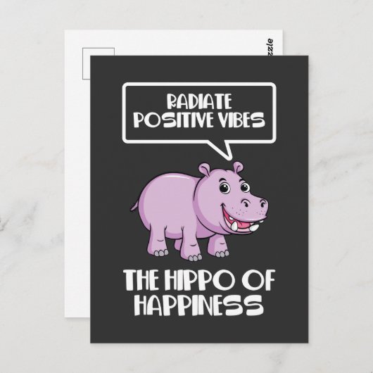 Strahlende positive Vibes Hippo des Glücks Postkarte (Vorne/Hinten)