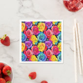 Strahlende Regenbogenrosen, Blumenmuster Serviette (Beispiel)