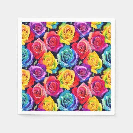 Strahlende Regenbogenrosen, Blumenmuster Serviette (Vorderseite)