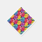 Strahlende Regenbogenrosen, Blumenmuster Serviette (Ecke)