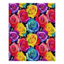 Strahlende Regenbogenrosen, leuchtendes Blumenmust