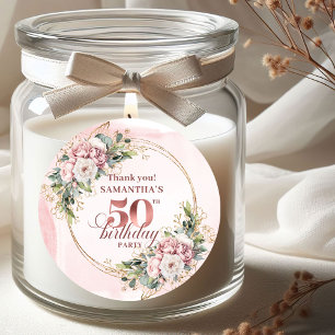 Strahlende Roségold-Grün 50. Geburtstag Danke Runder Aufkleber