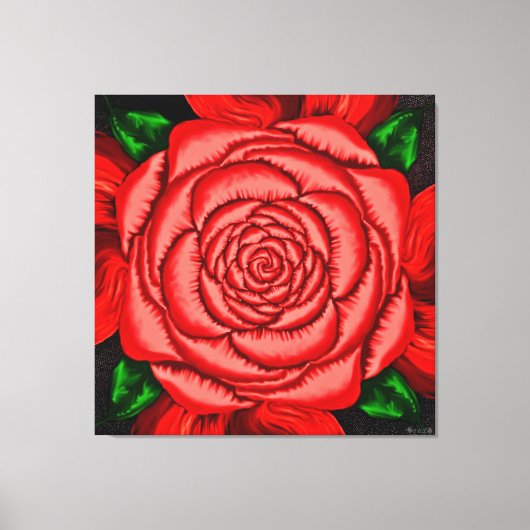 Strahlende Rubinnrose Leinwanddruck (Vorderseite)