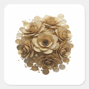 Strahlende silberne GOLDENE ROSEN Sticker Kunst