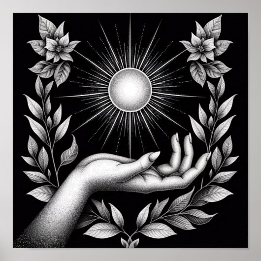 Strahlende Sonne mit botanischem Touch und Weiblic Poster (Vorne)