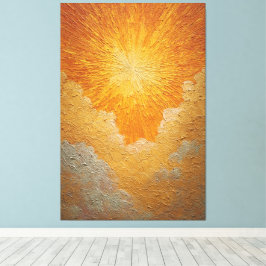 Strahlende Sonne mit goldenen Wolken Texturiertes Leinwanddruck