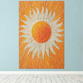 Strahlende Sonne mit weißen Flammenstrahlen Abstra Leinwanddruck