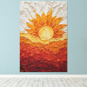 Strahlende Sonne über dem Horizont Abstrakte Wandk Leinwanddruck