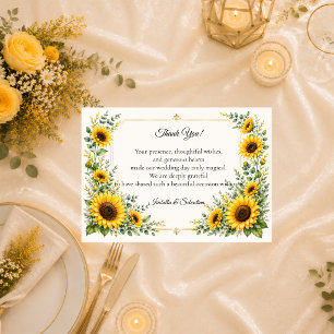 Strahlende Sonnenblumen-Herbstzauber-Hochzeit Dankeskarte