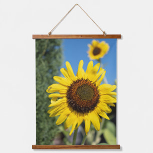 Strahlende Sonnenblumen Wandteppich Mit Holzrahmen