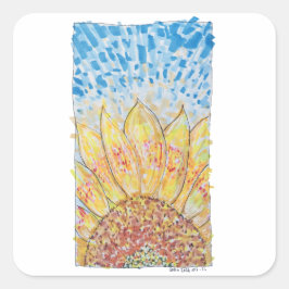 Strahlende Sonnenblüte Quadratischer Aufkleber