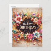 Strahlende Wünsche: Schöne Geburtstagskarte Postkarte (Vorne/Hinten)