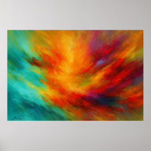 Strahlender Ausbruch Abstrakte Explosion der Farbe Poster
