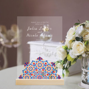 Strahlender Halbmond Prächtiges Mandala Hochzeit Acryleinladungen