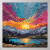 Strahlender Horizont — Abstrakter Bergsee Sonnenau Poster (Vorne)