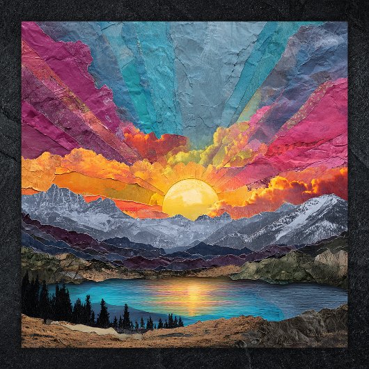 Strahlender Horizont — Abstrakter Bergsee Sonnenau Poster