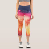 Strahlender kosmischer Nebel Capri Leggings (Vorderseite)