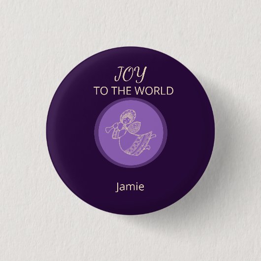 Strahlender Lavendel-Engel der Freude Familien-Ein Button (Vorderseite)