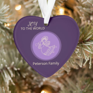 Strahlender Lavendel-Engel der Freude Familien-Her Ornament