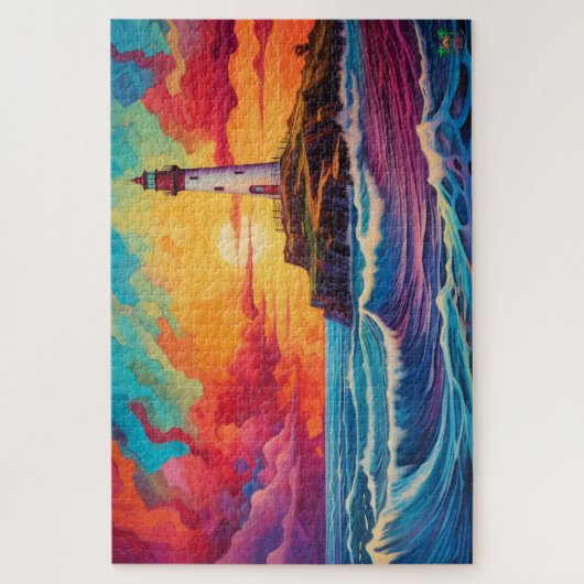 🌅 strahlender Leuchtturm: Sonnenuntergang Puzzle (Vertikal)