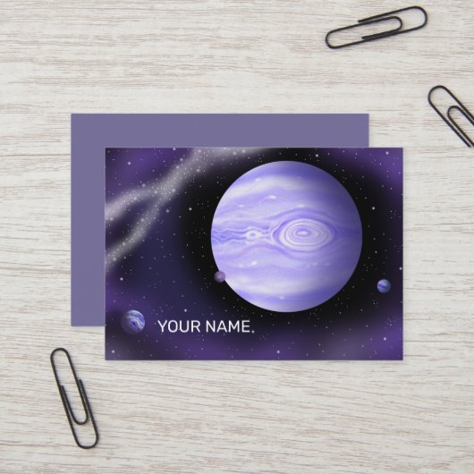 Strahlender lila Planet. Visitenkarte (Vorderseite/Rückseite Beispiel)